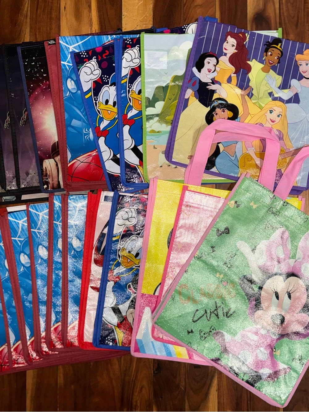 Disney Character Reusable Tote Bags - Multi Color 24 total